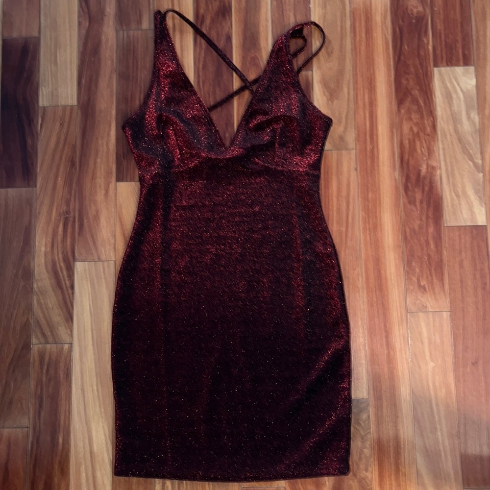 dark red sparkly shein dress